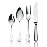 Knife, fork and two spoons cutlery set on white background