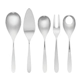 Set of silver cutlery including spoons and a fork on a white background