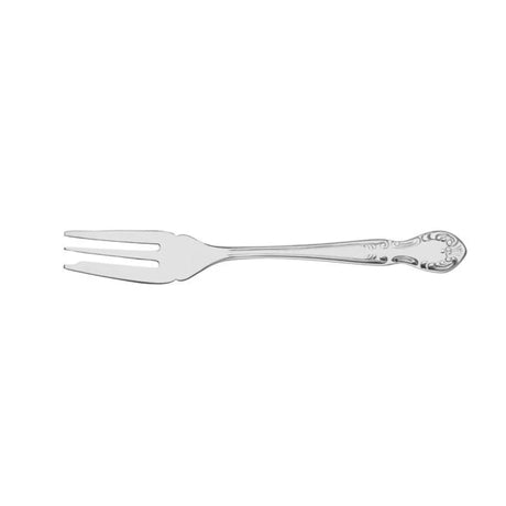 Silver decorative fork on a white background