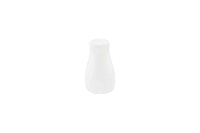 Curved white salet / pepper shaker on a white background
