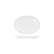 A white oval coupe-shaped serving platter.