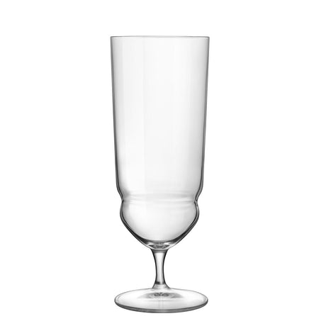A large clear Tequila Sunrise glass on a white background