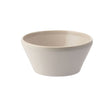 Small round bowl in light stone colour on white background