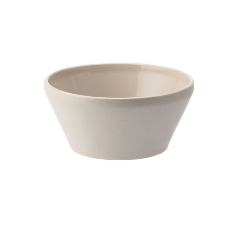 Small round bowl in light stone colour on white background