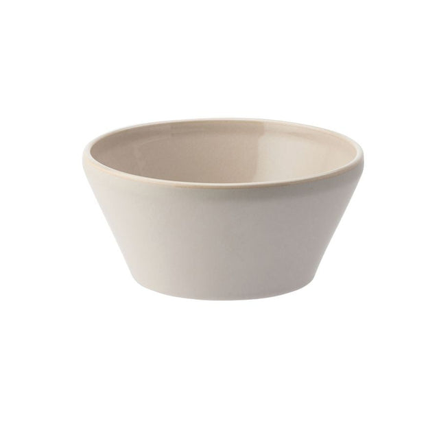Small round bowl in light stone colour on white background