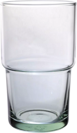Clear glass tumbler on a white background