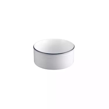 White Bouillon bowl with a blue band on a white background