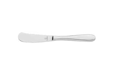 Silver butter knife on a white background