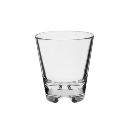 Clear glass tumbler on a white background