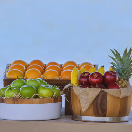Fruit display in bowls in buffet style arrangement