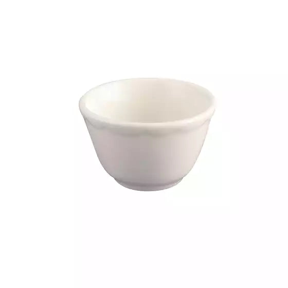 Round white bouillon bowl on white background
