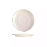 White scalloped saucer on a white background