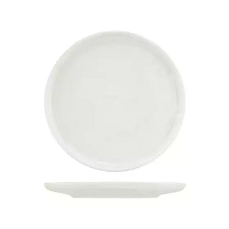 Medium sized round coupe plate presented on a white background
