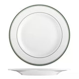 305mm round white plate ith green trom n white background