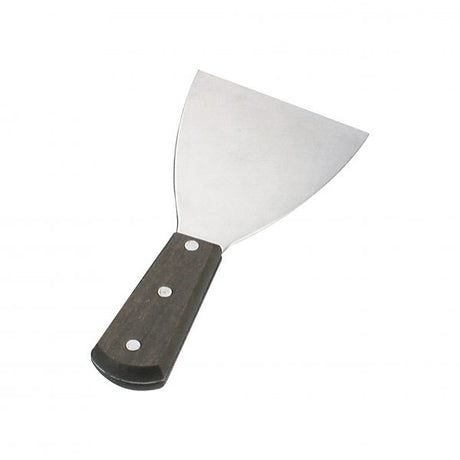 Pan Scraper With Wood Handle - 100x120mm, Stainless Steel from Chef Inox. made out of Stainless Steel and sold in boxes of 12. Hospitality quality at wholesale price with The Flying Fork! 