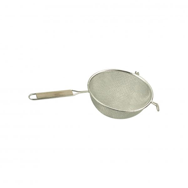 Fine Tin Mesh Strainer - with Wood Handle, 120mm from Metaltex. Fine Mesh, made out of Mesh and sold in boxes of 1. Hospitality quality at wholesale price with The Flying Fork! 