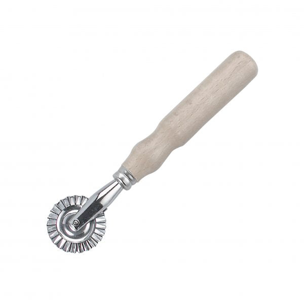 Fluted Pastry Wheel - with Wood Handle, 3mm from Ghidini. Flutted, made out of Stainless Steel and sold in boxes of 1. Hospitality quality at wholesale price with The Flying Fork! 