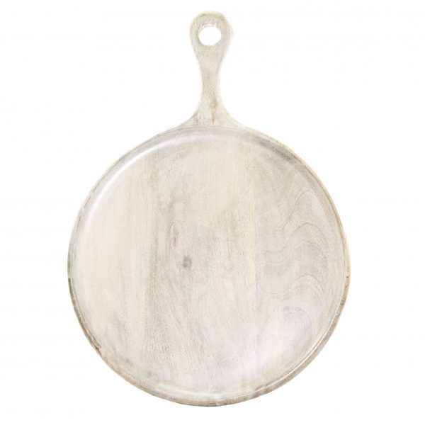 Round Serving Board With Handle - 250x350x15mm, Mangowood, White from Chef Inox. made out of Mangowood and sold in boxes of 1. Hospitality quality at wholesale price with The Flying Fork! 