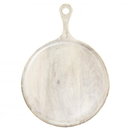 Round Serving Board With Handle - 300x400x15mm, Mangowood, White from Chef Inox. made out of Mangowood and sold in boxes of 1. Hospitality quality at wholesale price with The Flying Fork! 
