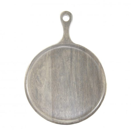 Round Serving Board With Handle - 250x350x15mm, Mangowood, Grey from Chef Inox. made out of Mangowood and sold in boxes of 1. Hospitality quality at wholesale price with The Flying Fork! 