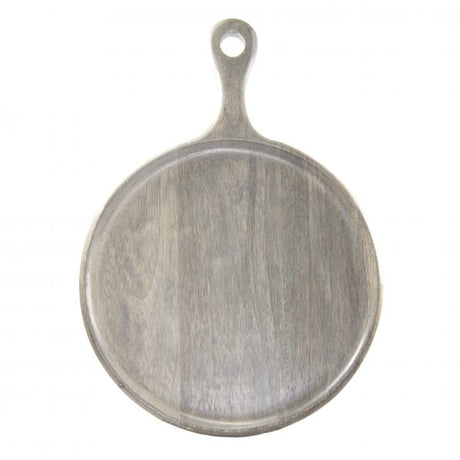 Round Serving Board With Handle - 300x400x15mm, Mangowood, Grey from Chef Inox. made out of Mangowood and sold in boxes of 1. Hospitality quality at wholesale price with The Flying Fork! 