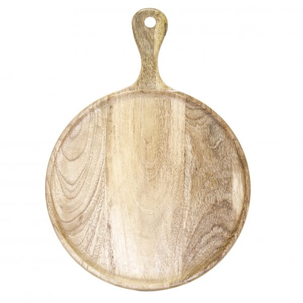 Round Serving Board With Handle - 570x780mm, Mangowood, Natural from Chef Inox. made out of Mangowood and sold in boxes of 1. Hospitality quality at wholesale price with The Flying Fork! 