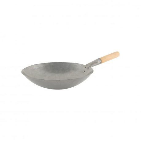 Iron Wok With Wood Handle - 300mm from Chef Inox. made out of Cast iron and sold in boxes of 1. Hospitality quality at wholesale price with The Flying Fork! 