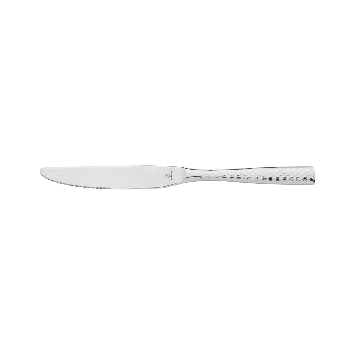 Table Knife - Solid Handle - Lucca Faceted from Fortessa. made out of Stainless Steel and sold in boxes of 12. Hospitality quality at wholesale price with The Flying Fork! 