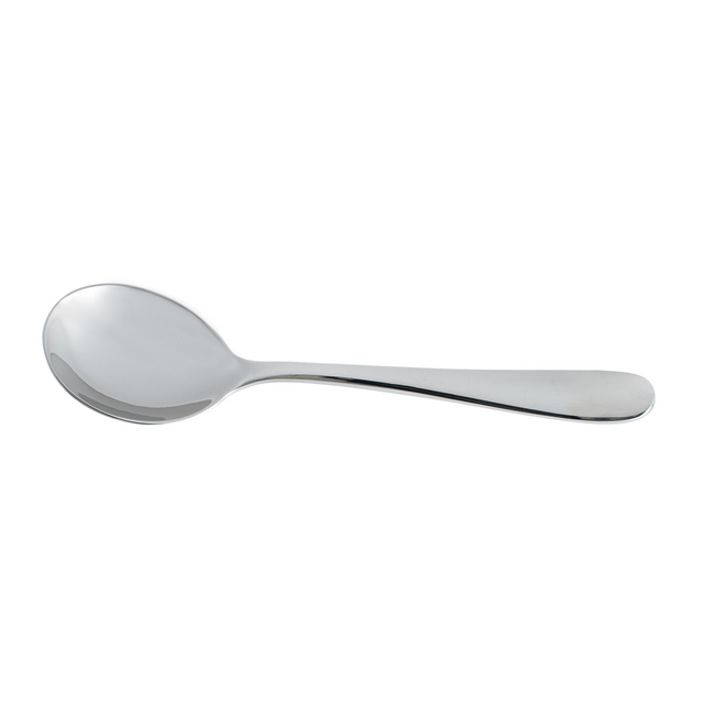 Soup Spoon - Cortina from Trenton. made out of Stainless Steel and sold in boxes of 12. Hospitality quality at wholesale price with The Flying Fork! 