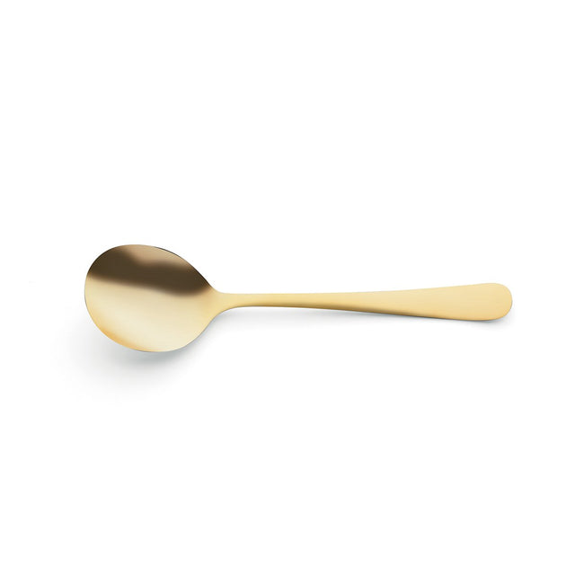 Soup Spoon - Austin Gold from Amefa. Matt Finish, made out of Stainless Steel and sold in boxes of 12. Hospitality quality at wholesale price with The Flying Fork! 