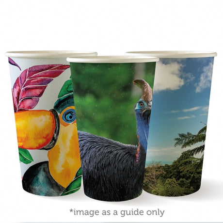 Biocup Single Wall - Art Series, 16oz (Box of 1000) from BioPak. Compostable, made out of Paper and Bioplastic and sold in boxes of 1. Hospitality quality at wholesale price with The Flying Fork! 