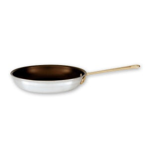 Aluminium frypan on white background