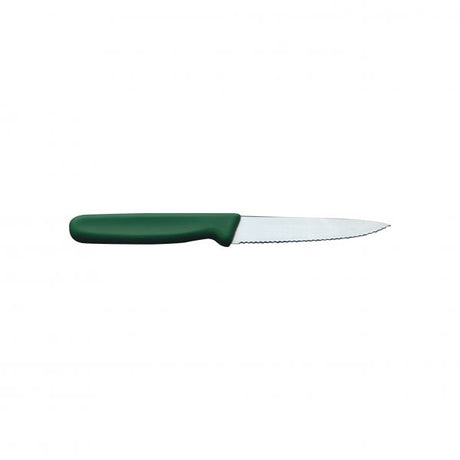 Paring Knife - 100mm, Serrated, Green from Ivo. made out of Stainless Steel and sold in boxes of 1. Hospitality quality at wholesale price with The Flying Fork! 