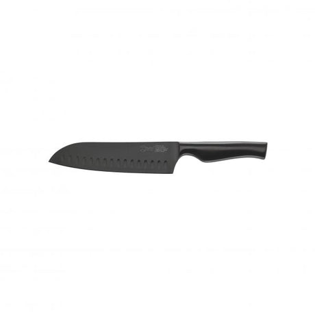 Granton Santoku Knife - 180mm, Virtu, Black from Ivo. made out of Stainless Steel and sold in boxes of 1. Hospitality quality at wholesale price with The Flying Fork! 