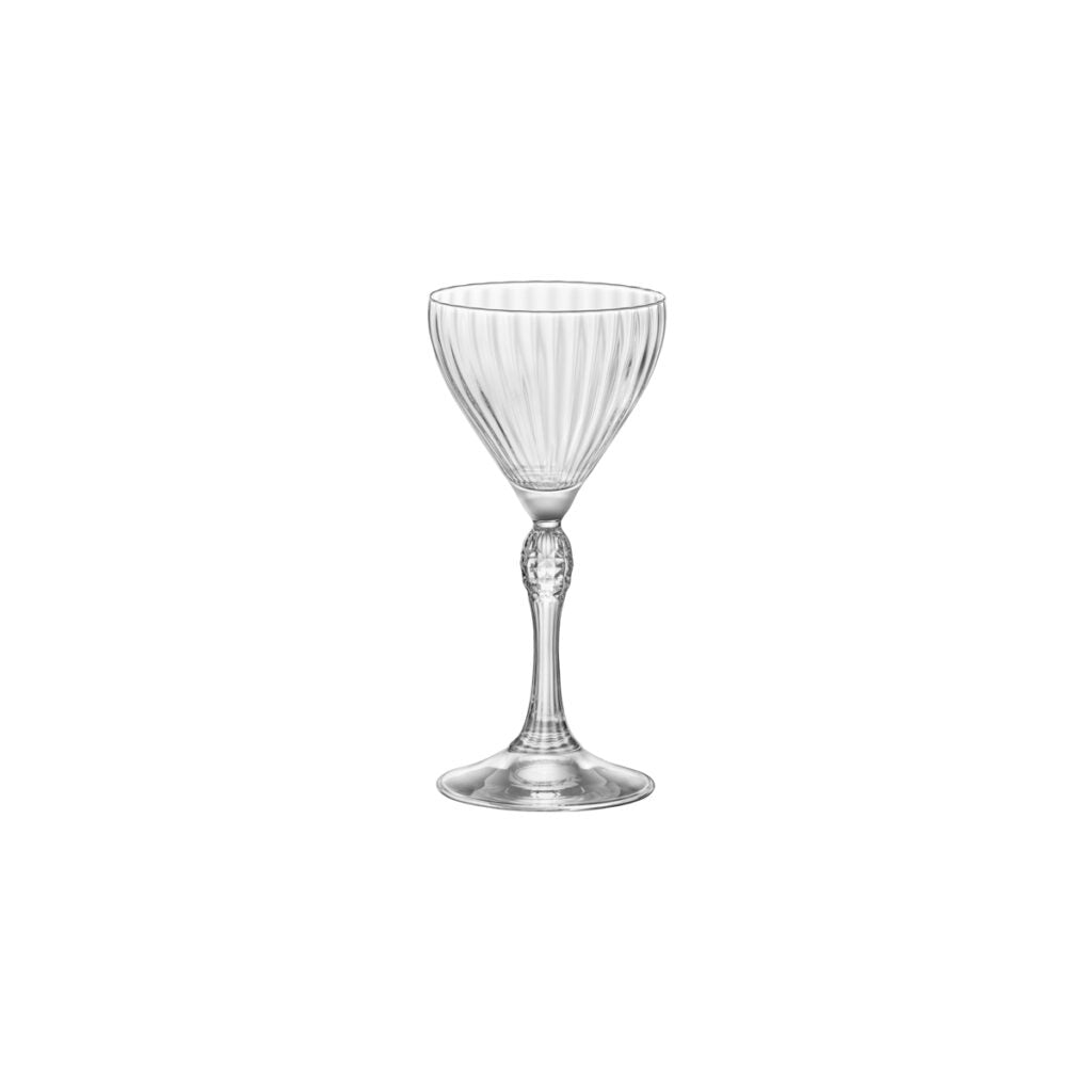 America 20's - Nick & Nora 140Ml from Bormioli Rocco. Fine rim, made out of Glass and sold in boxes of 6. Hospitality quality at wholesale price with The Flying Fork! 