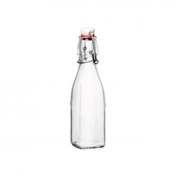 Swing Bottle - 0.25L, White Top from Bormioli Rocco. made out of Glass and sold in boxes of 28. Hospitality quality at wholesale price with The Flying Fork! 