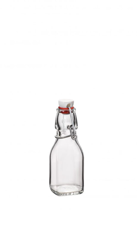 Swing Bottle - 0.125L, White Top from Bormioli Rocco. made out of Glass and sold in boxes of 20. Hospitality quality at wholesale price with The Flying Fork! 