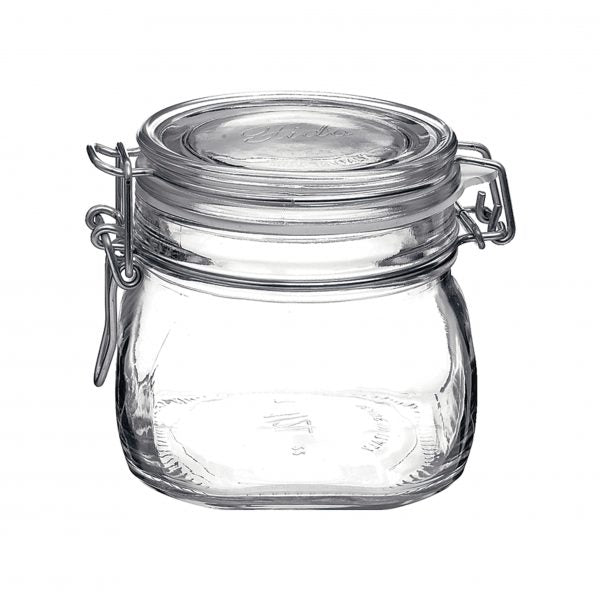 Fido Jar with Clear Lid - 0.56L from Bormioli Rocco. made out of Glass and sold in boxes of 12. Hospitality quality at wholesale price with The Flying Fork! 