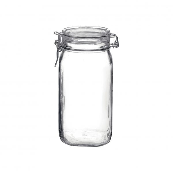 Fido Jar with Clear Lid - 1.62L from Bormioli Rocco. made out of Glass and sold in boxes of 12. Hospitality quality at wholesale price with The Flying Fork! 