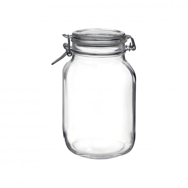 Fido Jar with Clear Lid - 2.13L from Bormioli Rocco. made out of Glass and sold in boxes of 6. Hospitality quality at wholesale price with The Flying Fork! 