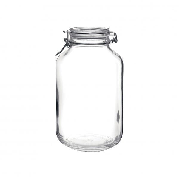 Fido Jar with Clear Lid - 4.06L from Bormioli Rocco. made out of Glass and sold in boxes of 6. Hospitality quality at wholesale price with The Flying Fork! 
