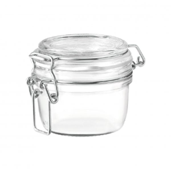 Fido Jar with Clear Lid - 0.125L from Bormioli Rocco. made out of Glass and sold in boxes of 12. Hospitality quality at wholesale price with The Flying Fork! 