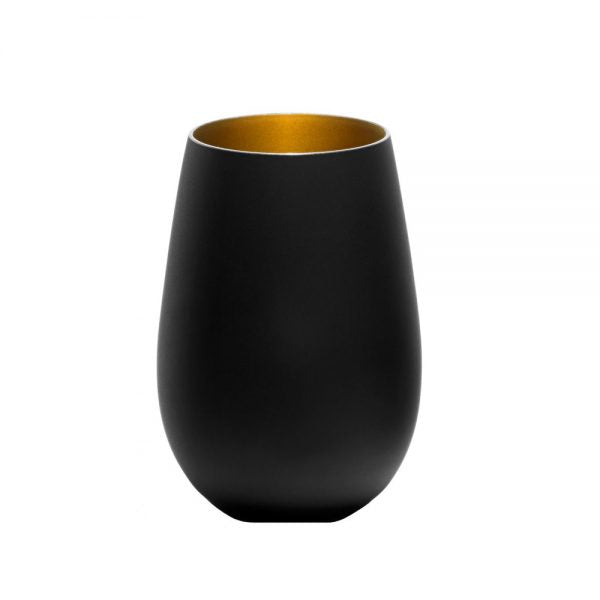 Tumbler - 465ml, Olympic, Matt Black-Gold from Stolzle. made out of Glass and sold in boxes of 24. Hospitality quality at wholesale price with The Flying Fork! 