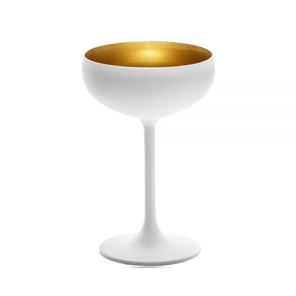 Champagne Coupe - 230ml, Olympic, Matt White-Gold from Stolzle. made out of Glass and sold in boxes of 24. Hospitality quality at wholesale price with The Flying Fork! 