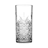 Crystal designed tumbler glass on white background 