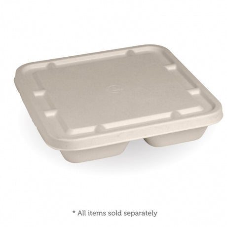 Large 3 compartment sugarcane lid - natural, box of 300: Pack of 1