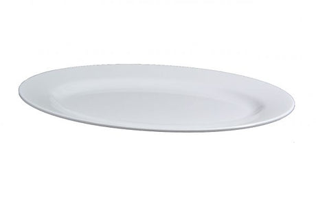 Oval Platter Rimmed (20122) - 240mm, White from Superware. made out of Melamine and sold in boxes of 12. Hospitality quality at wholesale price with The Flying Fork! 