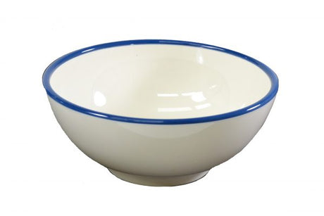 Round Bowl - 175x80mm, Vintage Cream with Blue Rim from Jab. Unbreakable, made out of Melamine and sold in boxes of 6. Hospitality quality at wholesale price with The Flying Fork! 