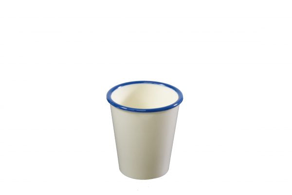 Tumbler - 80x90mm, Vintage Cream with Blue Rim from Jab. made out of Melamine and sold in boxes of 6. Hospitality quality at wholesale price with The Flying Fork! 