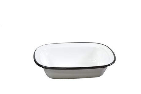 Rectangular Server - 200x145mm, Vintage White with Black Rim from Jab. made out of Melamine and sold in boxes of 6. Hospitality quality at wholesale price with The Flying Fork! 